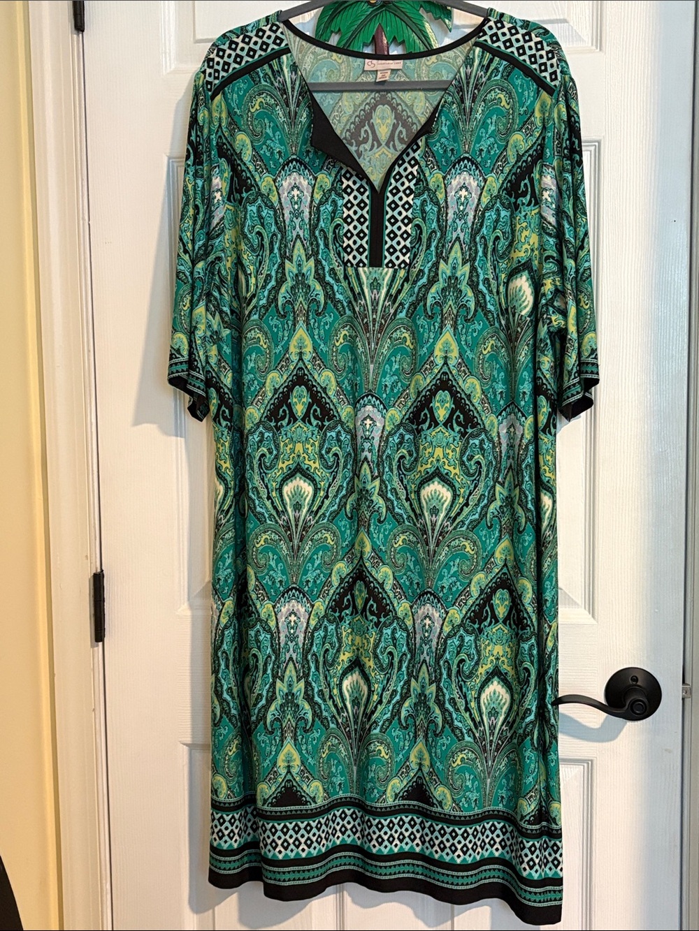 Teal & Black Printed Tunic Dress